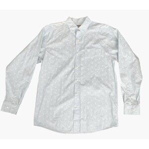 Ariat Mens Long Sleeve Button Up Print Shirt M Light Blue Cattle Skull Western